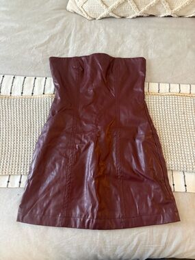 Princess Polly Hailey Burgundy Faux Leather Dress
